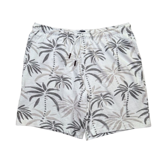 Ben Sherman White Gray Palm Tree Print Pull On Cotton Pocket Shorts Men NEW - Picture 2 of 6